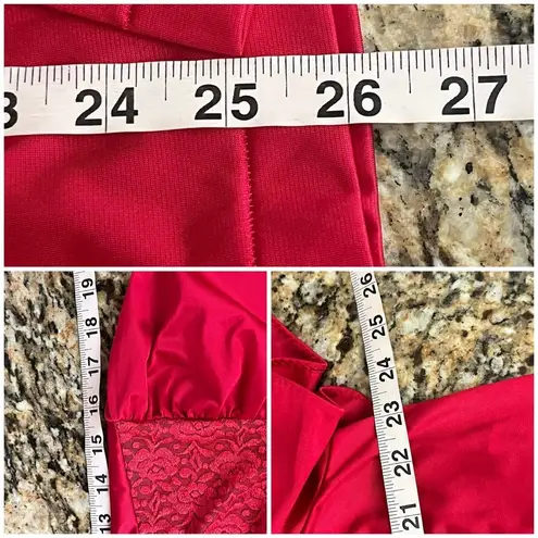 Vanity Fair Vintage Red Lace Pajama Top Women’s L | Button Up Nightgown Blouse