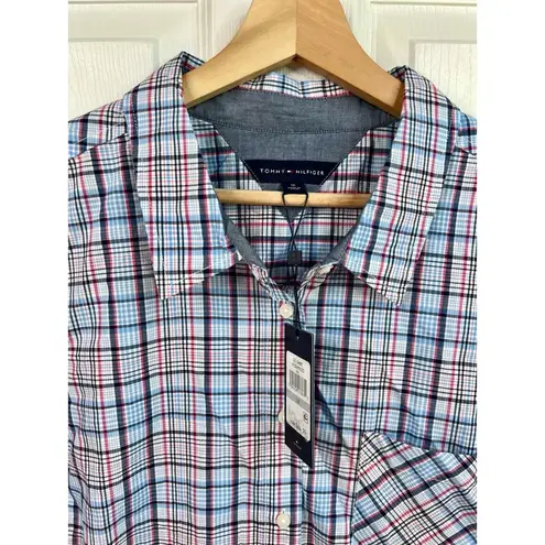 Tommy Hilfiger  Plaid Pattern Button Down Collared Sleeveless Casual Shirt 1X
