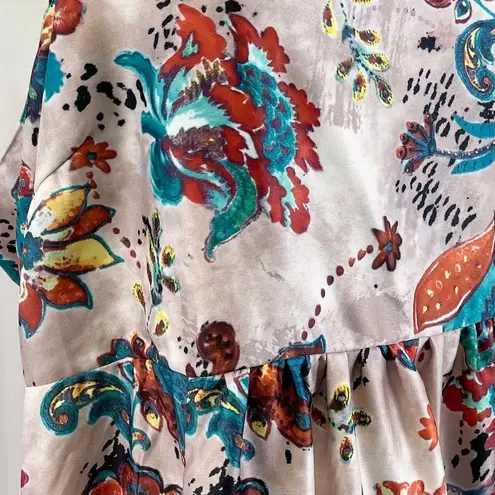 Stitchdrop Womens L Maui Paisley Sunset Maxi Dress Satin Tropical Summer Cottage Size L