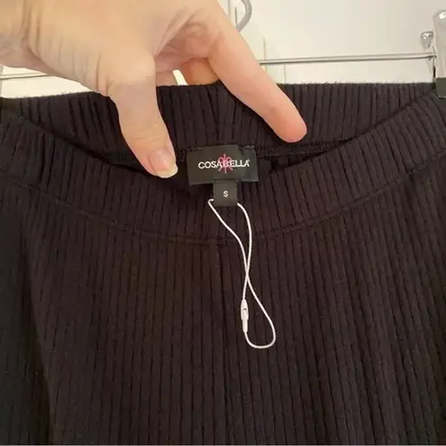 Cosabella Molly Modal Rib Knit Pajama Set in Black Size S