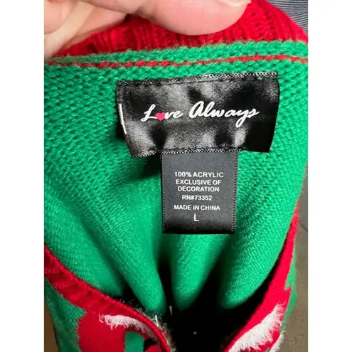 Love Always Cheers Christmas sweater NWT Green Size L