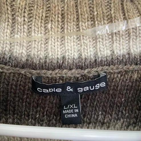 Cable & Gauge NWOT Cable‎ & Gauge women’s brown neutral striped poncho cowl neck sweater