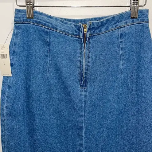 Yumi Kim Yumi Anthropogie Women’s Asymmetric Raw Frayed Hem Denim Peplum Midi Skirt Blue