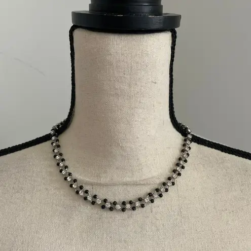 Sparkly Black Crystal Rhinestone Necklace & Earrings Set Matching Event Demure
