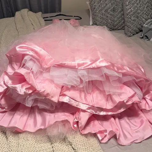 Mac Duggal Bustier ballgown. Pink and With Rhinestones