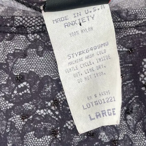 Y2K Top Large Short Sleeve 2000s Lace Print Rhinestones Babydoll Bratz Vintage Black