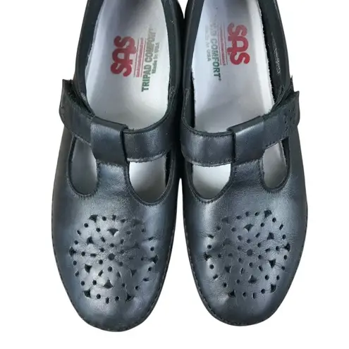 SAS Willow Leather Loafer Women Sz 9N Black Cutout Tripad Comfy Retro Made USA