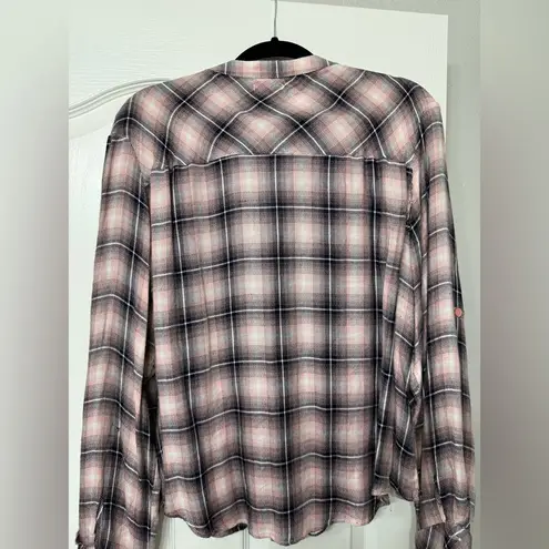 Anthropologie’s “Hazel' Pink Plaid Crochet Lace Embroidered Western Look Size XL