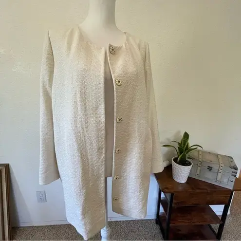 DES Petits Hauts | Luxury Ecru duster coat. size Large NWT White