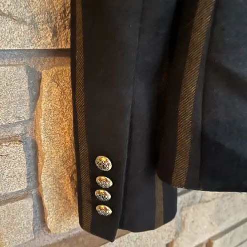 Smythe Peaked Lapel Blazer 100% Wool Jacket Black Mustard Stripe size 6