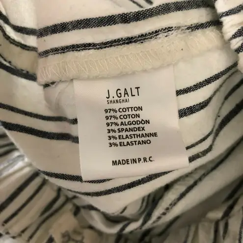 John Galt Womens Crop Pants Pull On Cotton Stretch Striped White Black Size XS