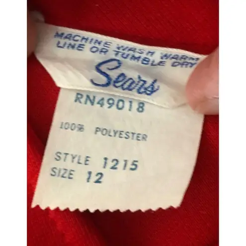 Vintage SEARS 1970 jumper dress with pockets and buttons downside in red size 12