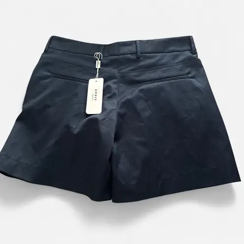 Akris Punto Miata Pleated Shorts Bleu Marine Cotton Career Chic Size 8 NEW