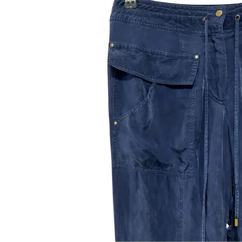 Diane Von Furstenberg  Silk Cargo Pants Navy Cropped Pants Sz 8
