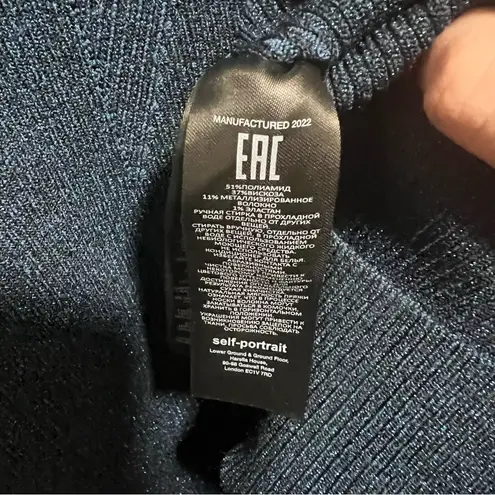 Self Portrait NEW NWT Dark Blue Lurex Knit Midi Dress