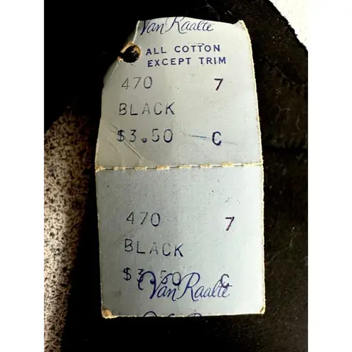 VTG NOS Van Raalte Black Ladies Cotton Gloves 1950s Sz 7 Almost Elbow Length