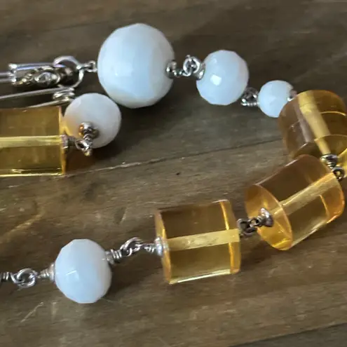 Henri Bendel Vintage lucite, crystal and safety pin long necklace