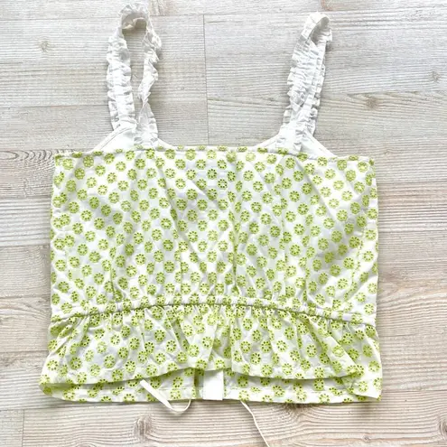 Modcloth  Darling‎ For The Prairie Peplum Tank Top | White/Lime Floral Small