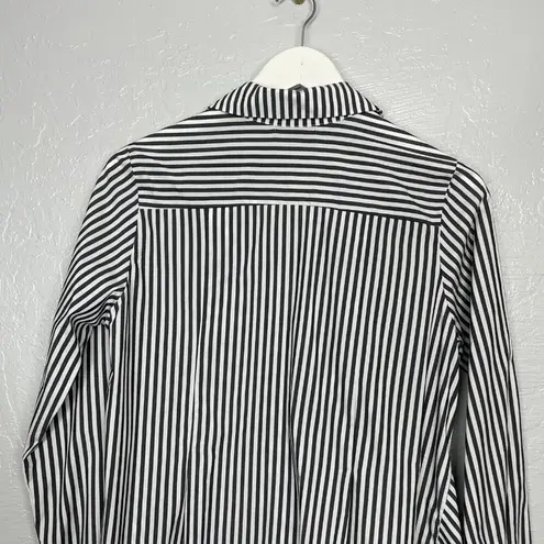 The Comfy  USA Women S White Black Stripe Blouse Oversized Asymmetrical Long Sleeve