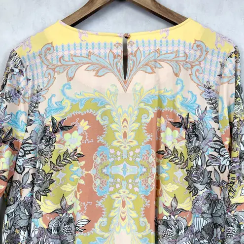 Soft Surroundings Womens Westo Top L Multicolor Floral Boho Tunic Artsy Peasant