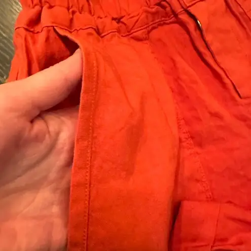 INC Linen Blend High Rise Bermuda Shorts with Tie-Belt, Orange, XS