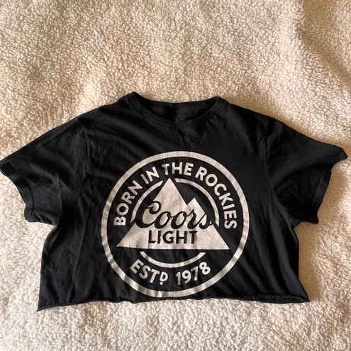 Coors Light Born in the Rockies Crop Top Shirt Graphic Tee