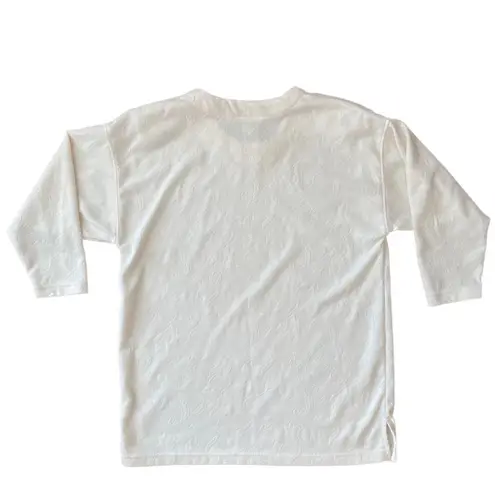 Michael Carrie | Vintage 80s Cream Jacquard Oversized Knit Top | Medium