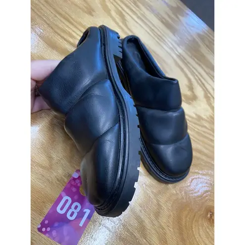 STAUD Astro Quilted Vegan Mules Women's 6 Triple Black Leather Slip On Clogs