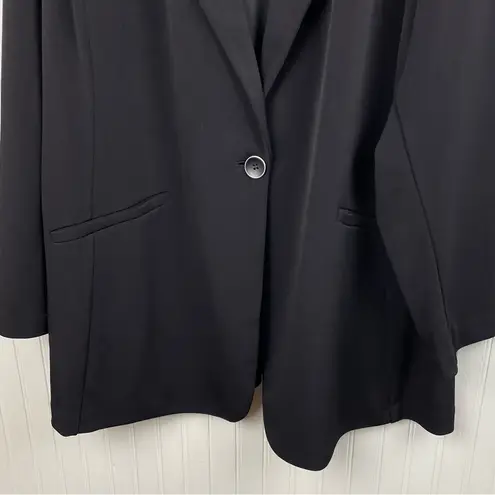 Susan Graver Solid Black LK Fusion Revere Collar Blazer Women's Size 3X Stretch