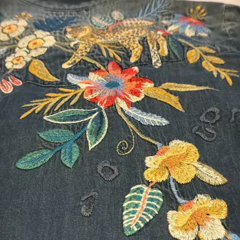 Johnny Was heavily embroidered Savannah frayed western top NWT (oversized) RARE