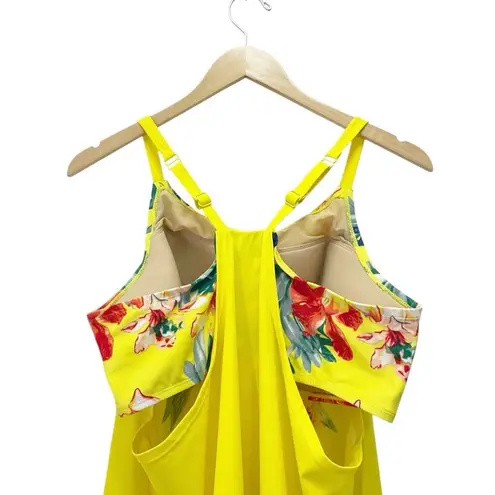 Cacique NWT SWIM by Yellow Floral Blouson Tankini & Bikini Bottom Set Size 14/16
