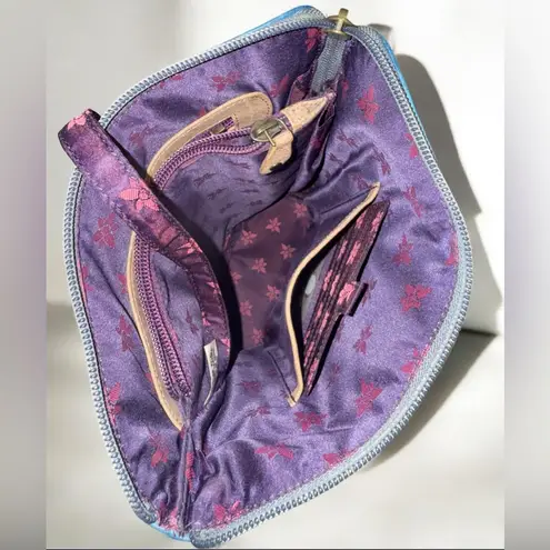 Anuschka Tranquil Pond Hand Painted Leather Cross Body Bag | Purse | Organizer Blue