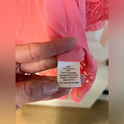 Studio Works  Cardigan Shrug with lace & 3/4 sleeves Color Salmon Pink Size L