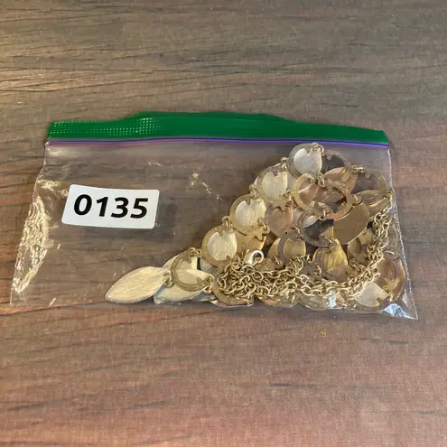 Source Unknown 0135 Articulated Fish Scale (or Leaf) Bib-Style Necklace in Mixed Metal Hues EUC