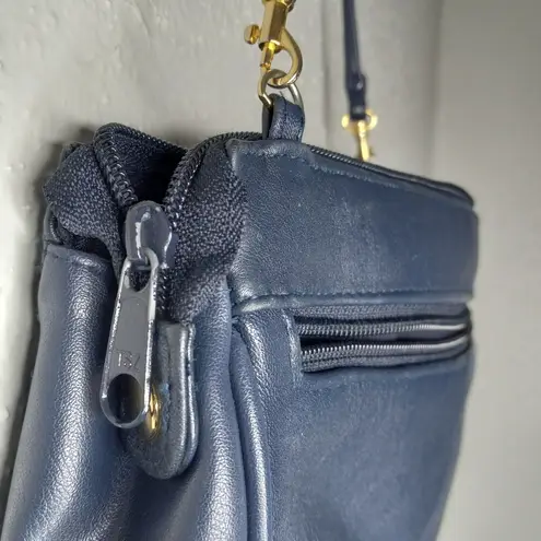 Amanda Smith Bag Genuine Supple Leather Crossbody Minimalist in Dark Navy 10x7