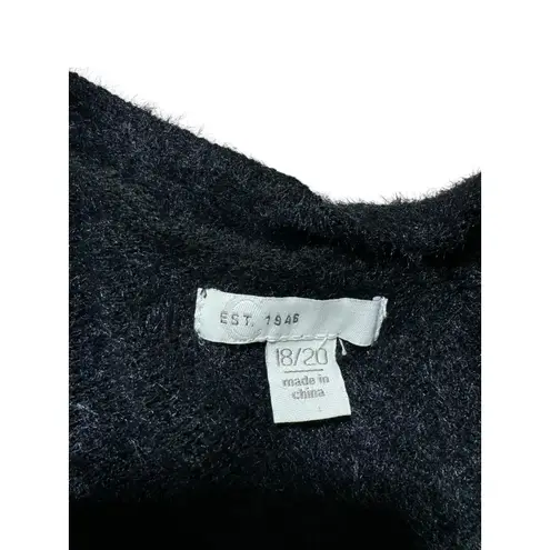 Est. 1946 Sweater Long Open Chunky Knit Cardigan Black and White Size 18/20W