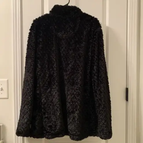 Simply Southern Women's  Sherpa Style Faux Fur Pullover Jacket Black Size XXL