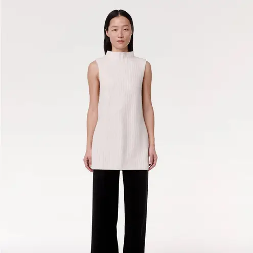 Another Tomororw cashmere MOCK NECK SLEEVELESS SWEATER White Size XL