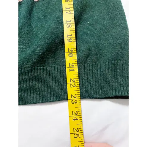 Womens Kidcore Teddy Bear Crewneck Floral Knit Graphic Sweater Size L Green Size L