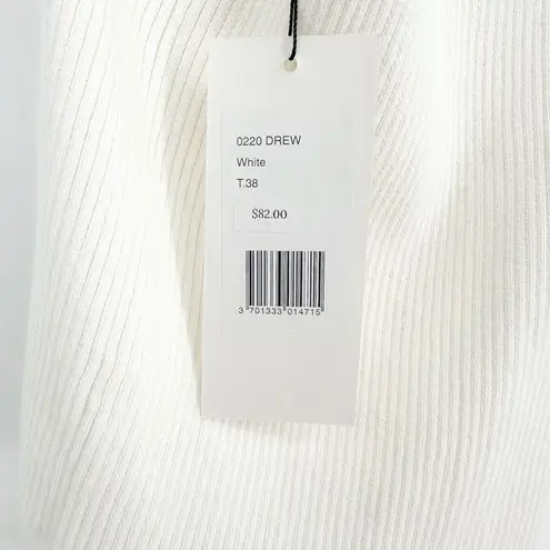 NEW Musier Drew Tank Top with Pearl Straps Ribbed Knit White Women's 38 US 6