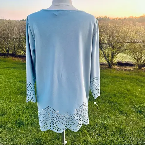 Dennis Basso Luxe Crepe Laser Cut Top