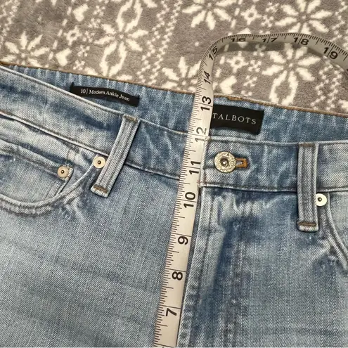 Talbots NWT  Modern Ankle Jeans‎ With Ribbon TapeSea Glass Wash Size 10