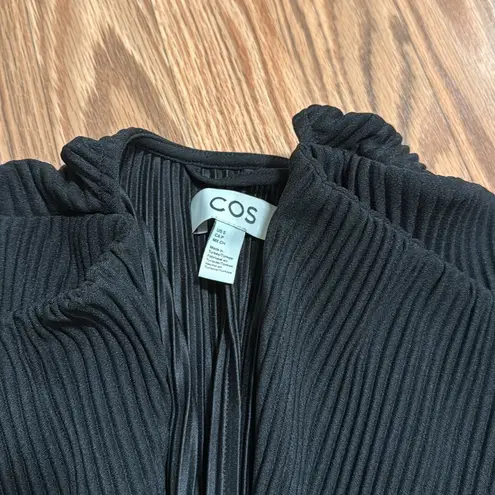 COS pleated black ribbed open lapel cardigan blazer size S