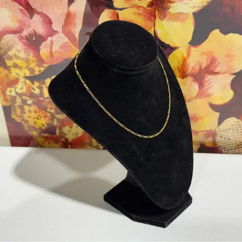 14K SOLID GOLD 'Figaro Link' Necklace Chain 4.4 Grams 16" Inches