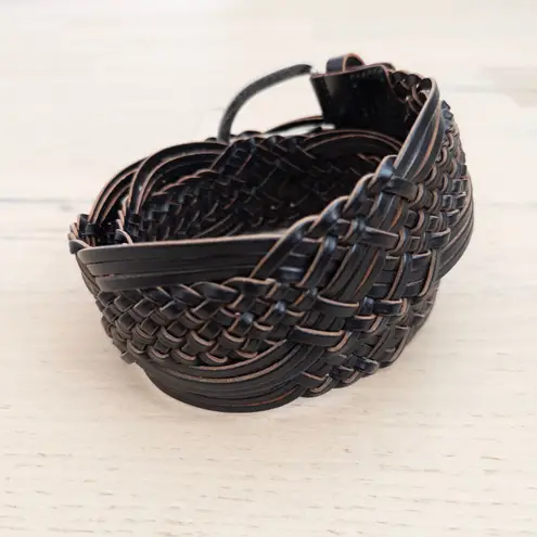 Womens Belt Size M Dark Brown Braided Bonded Leather Western Boho