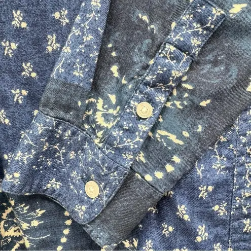 CHAPS  Blue Mixed Floral Patchwork Print Button Front Long Sleeve Top Size Medium thumbnail 5