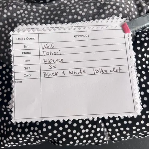 Tahari Womens Blouse Size 3X Stretchy Comfy Tunic Flatering Polka Dot