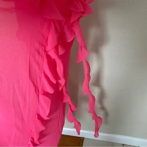 House Of CB HOUSE‎ OF CB 'Sarina' Fuchsia Ruffle Maxi Dress NWOT size L