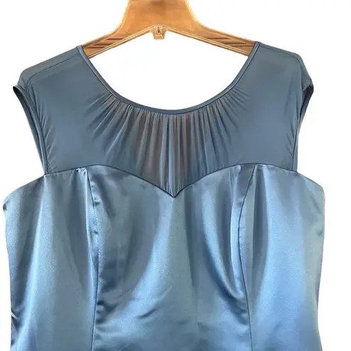 Dessy Collection Women’s Larkspur Blue Full Length Trumpet Skirt Satin Dress Size 16