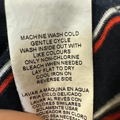 Joe Fresh Medium Striped Short Sleeve Jersey Navy Blue Mini Dress Pockets Casual